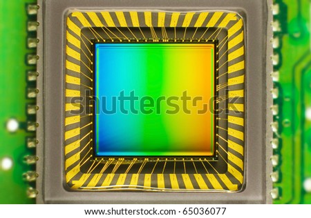 light sensor on a card of digital camera with coloured interference