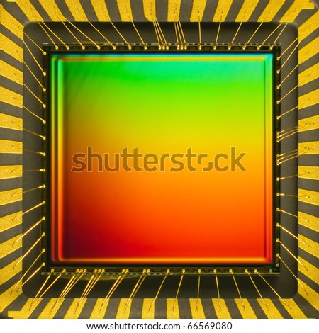 light sensor on a card of digital camera with colored interference