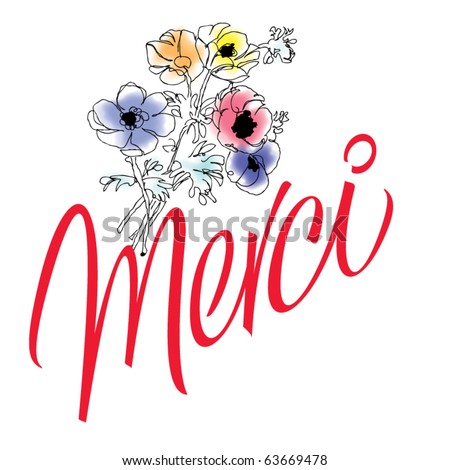 PROJET PAPILLON 3 Stock-vector-merci-vector-lettering-with-floral-illustration-63669478