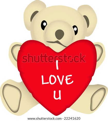stock vector vector drawing of a stuffed bear holding a valentines heart