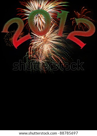 background image for the 2012  new year with fireworks in the background. Copy space is included on the bottom half of the image!