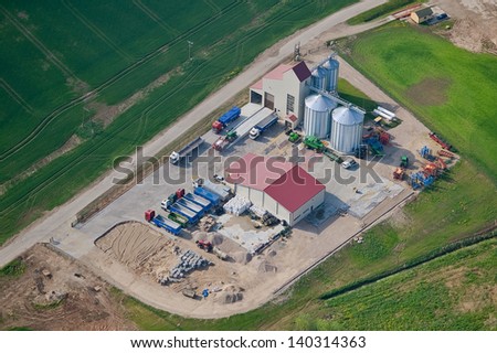 aerial view over the factory