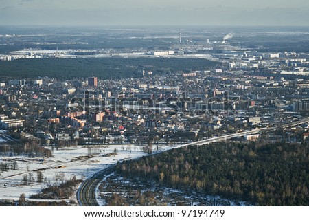 aerial view over the Riga suburb