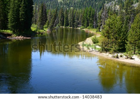 North fork of the Payette River as it heads into Payette Lake, McCall Idaho