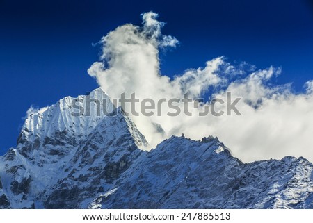 Dramatic landscape with mountains in Himalaya