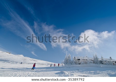 Ski mountain resort on a sunny day