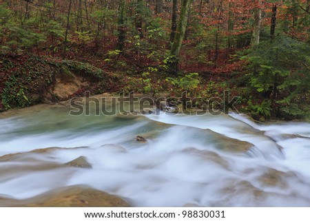 Clear stream and November foliage in remote mountain location