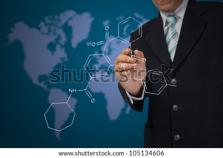 Asian Teacher draw molecule diagram or chart