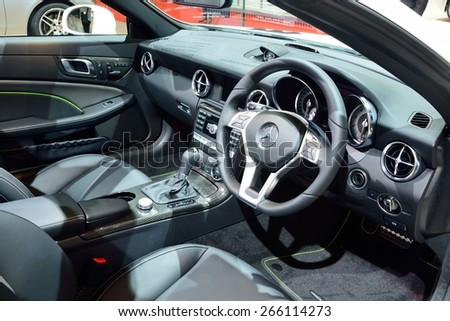 BANGKOK - March 26 : Interior design of Mercedes Benz SLK 200 Carbon Look on DisPlay at 36th Bangkok International Motor Show on March 26, 2015 in Bangkok, Thailand.