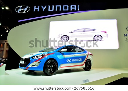 BANGKOK - March 26 : Hyundai Elantra Sport edition on DisPlay at 36th Bangkok International Motor Show on March 26, 2015 in Bangkok, Thailand.