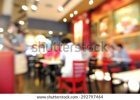Blur or Defocus Background of People eating in Restaurant or Food Shop