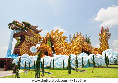 Big dragon statue in Supanburi, Thailand.