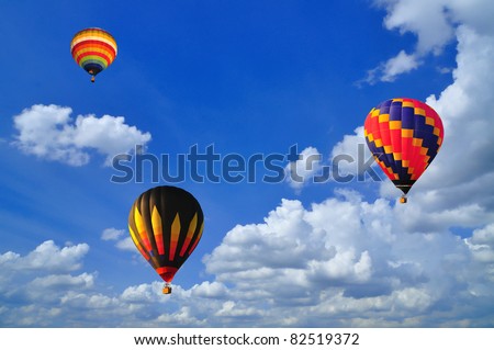 hot air balloon with beautiful blue sky and nice cloud in Thailand.