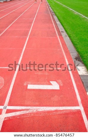 number 1 of athlete running track in Thephasadin Stadium in Bangkok, Thailand.