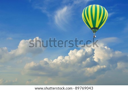 hot air balloon with beautiful blue sky
