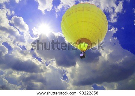 hot air balloon with beautiful blue sky