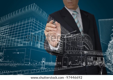 Business Man Drawing building and cityscape