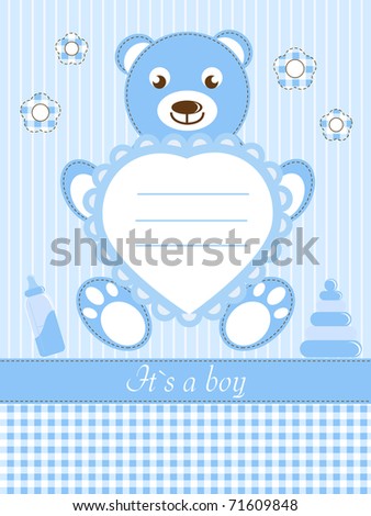 Baby boy shower invitation card - stock photo