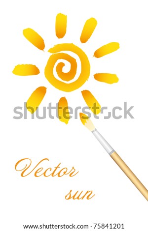 Logo Sun and paintbrush isolated on white background Logo Sun and paintbrush isolated on white background