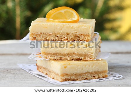 Cheesecake. Lemon pie. Food style.