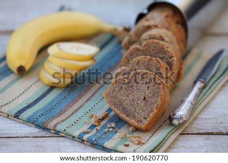Banana bread. Sweet pastries in the shape of heart. Banana cake heart. Food style.
