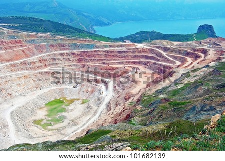 Open pit mine in Balaklava near Sevastopol city