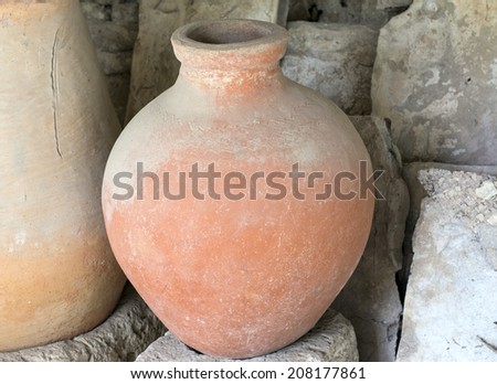 Ancient greek amphoras in a museum of Chersonese Taurian