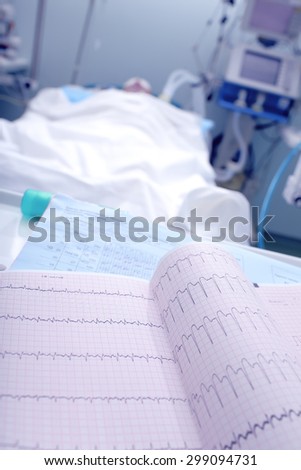 Monitoring of the patient\'s ECG in hospital