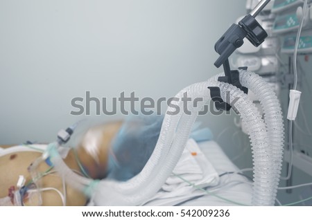 Life support of the patient. Photo with space for text.