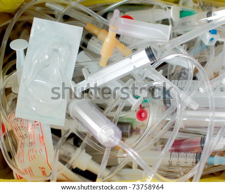 photo boxes at the hospital. shows a lot of medical waste
