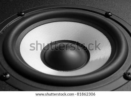 black and white speaker. Association with music, sound, volume.