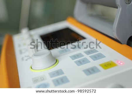 Control panel of device. Management Console apparatus of mechanical ventilation. photo.