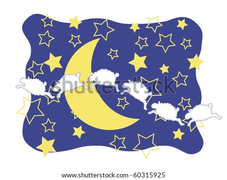 stock photo Sheep Moon and Stars