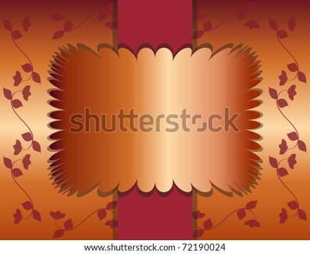 Flowering Vines and Burgundy Orange Background with Elegant Copper Foil Text Frame