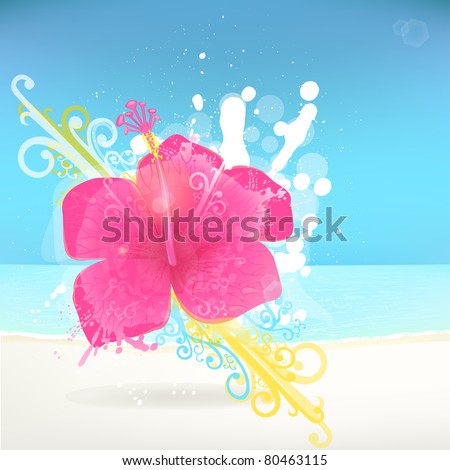 Flower summer background with swirls, grunge splashes and light effects JPEG
