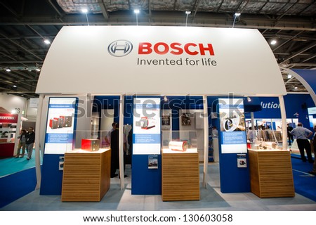 London - Mar 6: Bosch Stand During Ecobuild 2013 At Excel In London, Uk On March 6, 2013. Ecobuild Is The World\'S Biggest Event For Sustainable Design, Construction And The Built Environment.