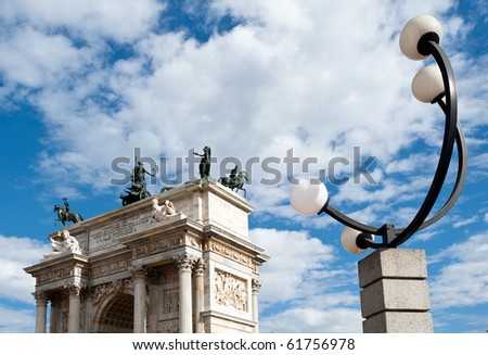 Arco Lamp Vintage on Arco Della Pace And Street Lamp  Milan  Italy Stock Photo 61756978