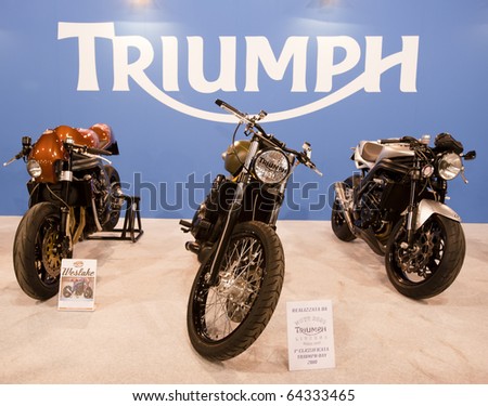 MILAN - NOVEMBER 3: Triumph stand at EICMA, 68th International Bicycle and motorcycle Exhibition in Milan Fair, November 3, 2010