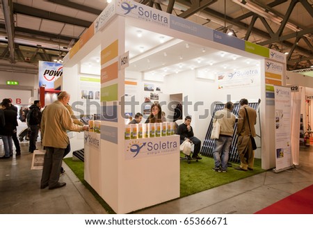 MILAN -  NOV 17-19: Soletra stand at ENERSOLAR+ 2010, International fair on solar energy, in Milan Fair, Nov 17-19, 2010.