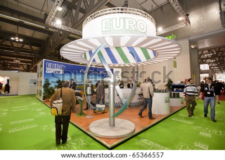 MILAN -  NOV 17-19: Euro Group stand at WEM Expo 2010, International exhibition for the coil Winding, Insulation and Electric Motor Manifacturing Industries  in Milan Fair, Nov 17-19, 2010.
