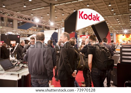 MILAN - MARCH 25: Kodak stand at Photoshow 2011 in Milan Fair on March 25, 2011 in Milan, Italy. This year Photoshow hosts about 300 exhibitors of all the most important firms of the photography business