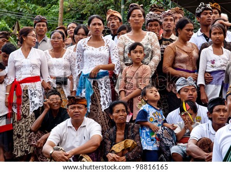BALI, INDONESIA, JULY 14: unidentified Balinese people participate at the cremation ceremony in Penestanan, Bali on July 14th 2010.