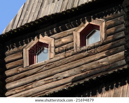 Ancient wooden watch tower. Russia, Pskov.