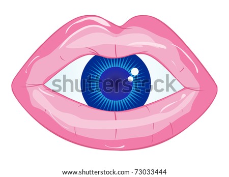 female eyes drawing. stock vector : Female pink