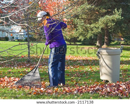 Woman Raking