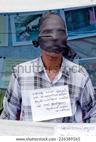 THIRUVANANTHAPURAM, INDIA 16 OCT: Protest in support urban indigenous people and migration in Thiruvananthapuram, Kerala, India on 16 Oct, 2014