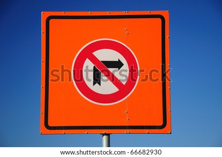 Prohibitory traffic sign - right turn prohibited.