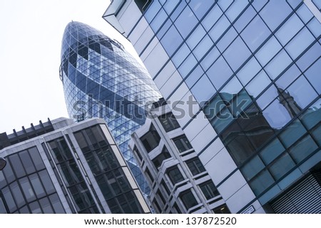 LONDON, UNITED KINGDOM - JAN 17: the exterior of 30 St Mary Axe (the \