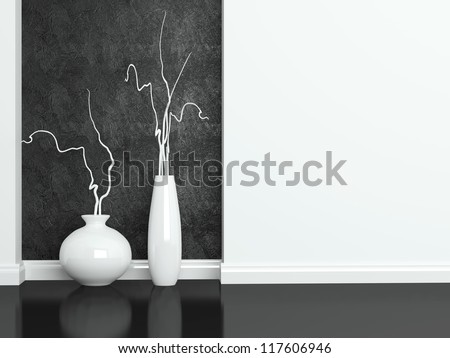 Detail shot of modern black and white living room furniture. Interior design.