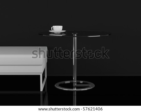 White sofa and coffee table in the modern room for coffee break, modern interior,similar compositions available in my portfolio